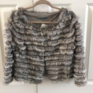 Alice+ Olivia real rabbit fur crop jacket
